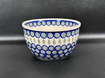 Collectible Polish Pottery: Small Bowl, Concentric Circle Patterned