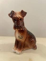 Vintage Royal Copley Pottery Ceramic Airedale Terrier Figurine With Label