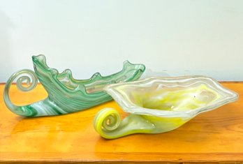 A Pair Of Amazing Venetian Glass Cornucopias