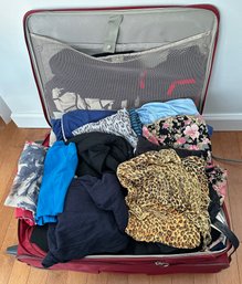 Extra Large Samsung Suitcase With Unsorted Women's Clothing