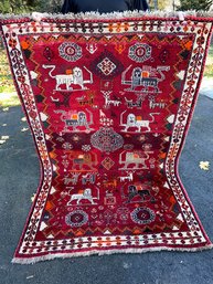 Handmade Antique Gabbeh Rug  ~ Handmade In Iran 4 Ft X 6 Ft ~