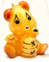 Vintage Honey Bear W/ A Flower Decorative Candle