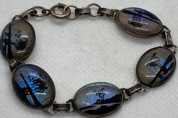 Vintage ART DECO Era HOFFMAN STERLING SILVER BRACELET- Morpho Butterfly Panels