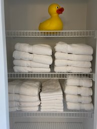 Ralph Lauren White Cotton Bath Towels And A Yellow Rubber Ducky