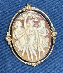 Antique Gold Filled Carved Shell Cameo Brooch / Pendant