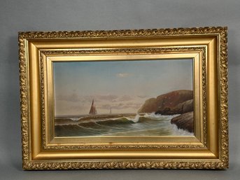 Antique Signed Ocean Scene Original Oil Painting