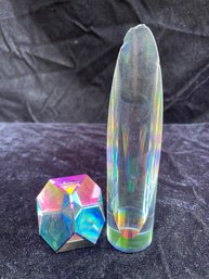 Iridescent Glass Sculpture Set