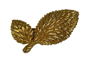 High Quality Gold Tone Brooch Leaf Form