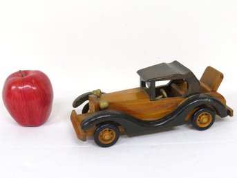 Hand Made Carved Wooden 1930's Era Car With A Rumble Seat!