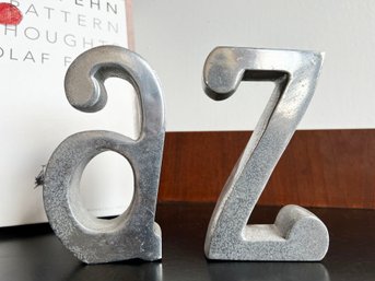 Pair Of Mid Century Modern Aluminum A-Z Bookends
