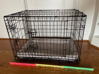 Black Metal Pet Crate With Bed 30x19x21