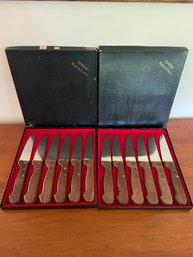 Set Of 12 Rowoco Steak Knives Wood Handles 9in Made In France