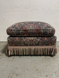 Fabric Ottoman With Fringe