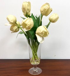 Silk Tulips In A Crystal Vase