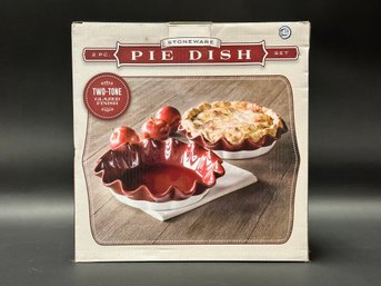 New-In-Box Stoneware Pie Plate Set, Red #1