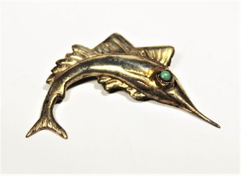 Sterling Silver Turquoise Swordfish Brooch Pin