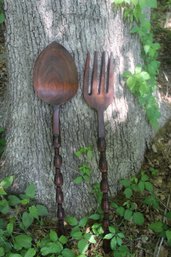 Over Sized Carved Spoon And Fork Wall Hangings