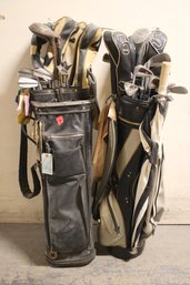 Pair Of Vintage Right Handed Golf Clubs Bags With Wilson, Diamond Max, Etc.