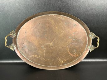 A Vintage Copper-Plated Tray With Handles