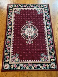 Red & Black With Floral Design Woven Area Rug 4ftx6ft