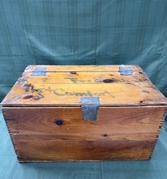 Searchlight Matches Crate With Leather Strap Hinged Repairs