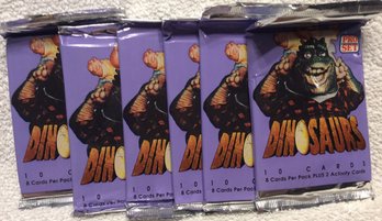 (6) 1991 Pro Set Dinosaurs Sealed Foil Packs - M