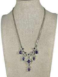 Signed Napier Silver Tone Fancy Purple Rhinestone Fancy Necklace