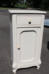 Pair Of Nightstands Distressed White Paint W/ 1 Drawer And Cabiner Door  16W X 14 D X 36H