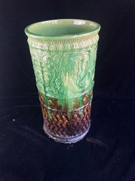 Green And Brown Glazed Pottery Vase