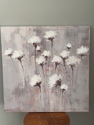 Art Print Of White Flowers On Square Canvas