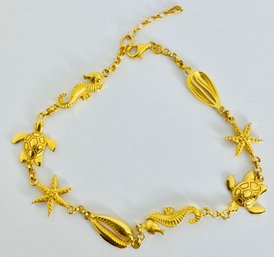 BEAUTIFUL DESIGNER ROSS SIMONS GOLD OVER STERLING SILVER SEA LIFE ANKLET