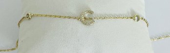 PRETTY GOLD OVER STERLING SILVER LETTER C AND CRYSTAL ANKLET