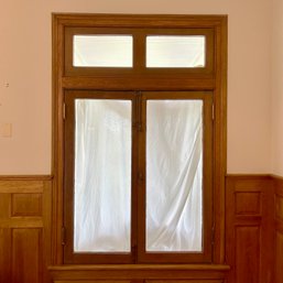 A Pair Of Original Double Casement Windows With Brass Hardware And Stationary Transom - Family RM