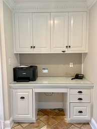 A Custom Built- In  Desk/ Work Station With Upper Storage Cabinets - Kitchen