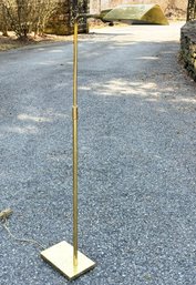 A Vintage Modern Adjustable Height Brass Pharmacy Floor Lamp