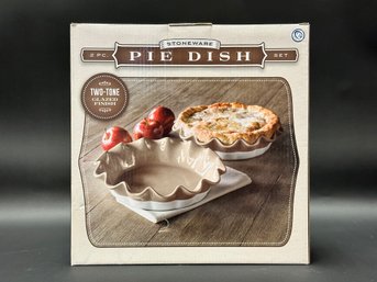 New-In-Box Stoneware Pie Plate Set, Tan #1