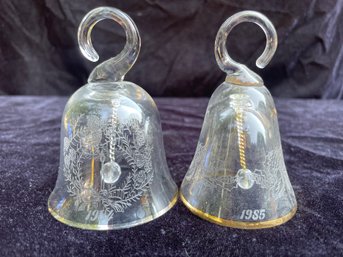 Lenox Etched Clear Glass Gold Accented Bell Set