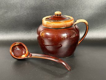 A Spectacular Vintage Bean Pot By Pfaltzgraff With Matching Lid & Ladle