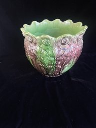 Green Glazed Floral Planter