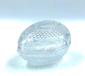 Vintage Pressed Glass Figural Egg Trinket Box By Avon