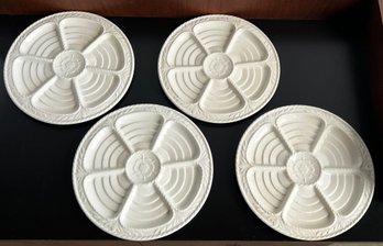 Set Of 4 Vintage Secla White Ceramic Oyster Plates