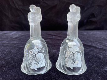 Vintage Glass Wedding Bell Set