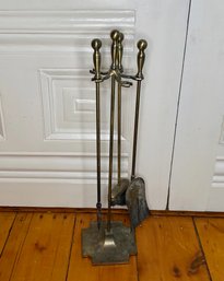 Metal And Brass Plated Fireplace Tools