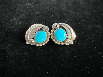 Sterling & Turquoise Clip-on Earrings