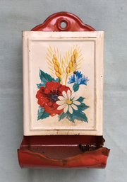 Antique Tin Toleware Match Matches Matchbox Dispenser - Kitchen Decor