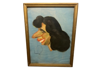 Caricature Of Woman's Portrait Framed Artwork