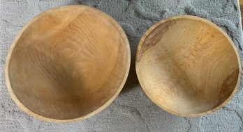 2 Vintage Large Wood Salad Bowls ~ Clarendon Hardwood Made In Vermont ~