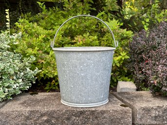 A Super Useful Galvanized Metal Bucket With Wire Bail Handle