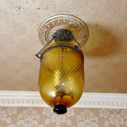 A Glass Bell Jar Chandelier - Amber - 1st Flr Bathroom