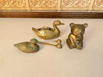 3 Brass Ducks And A Brass Bear